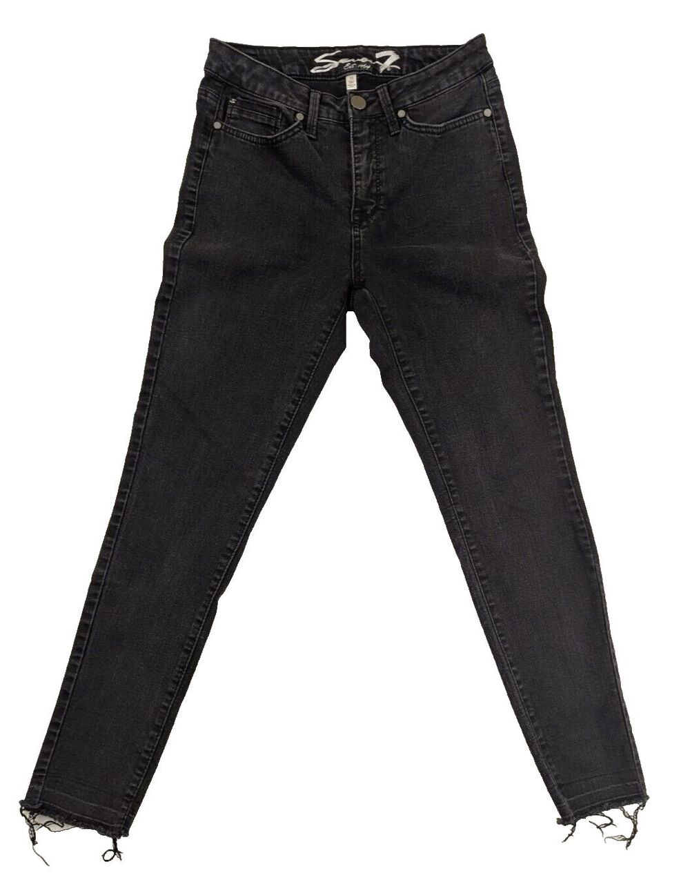 Seven7 Womens High Rise Skinny Ankle Jeans 28x27 Black Stretch MY1807CO